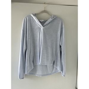 SOMA WKND Hoodie lightweight soft lounge sweatshirt Terry cloth Blue